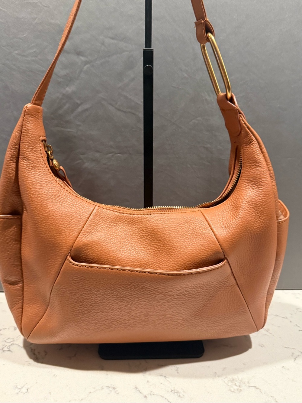 HOBO Pebbled Leather Shoulder Hobo in Tan